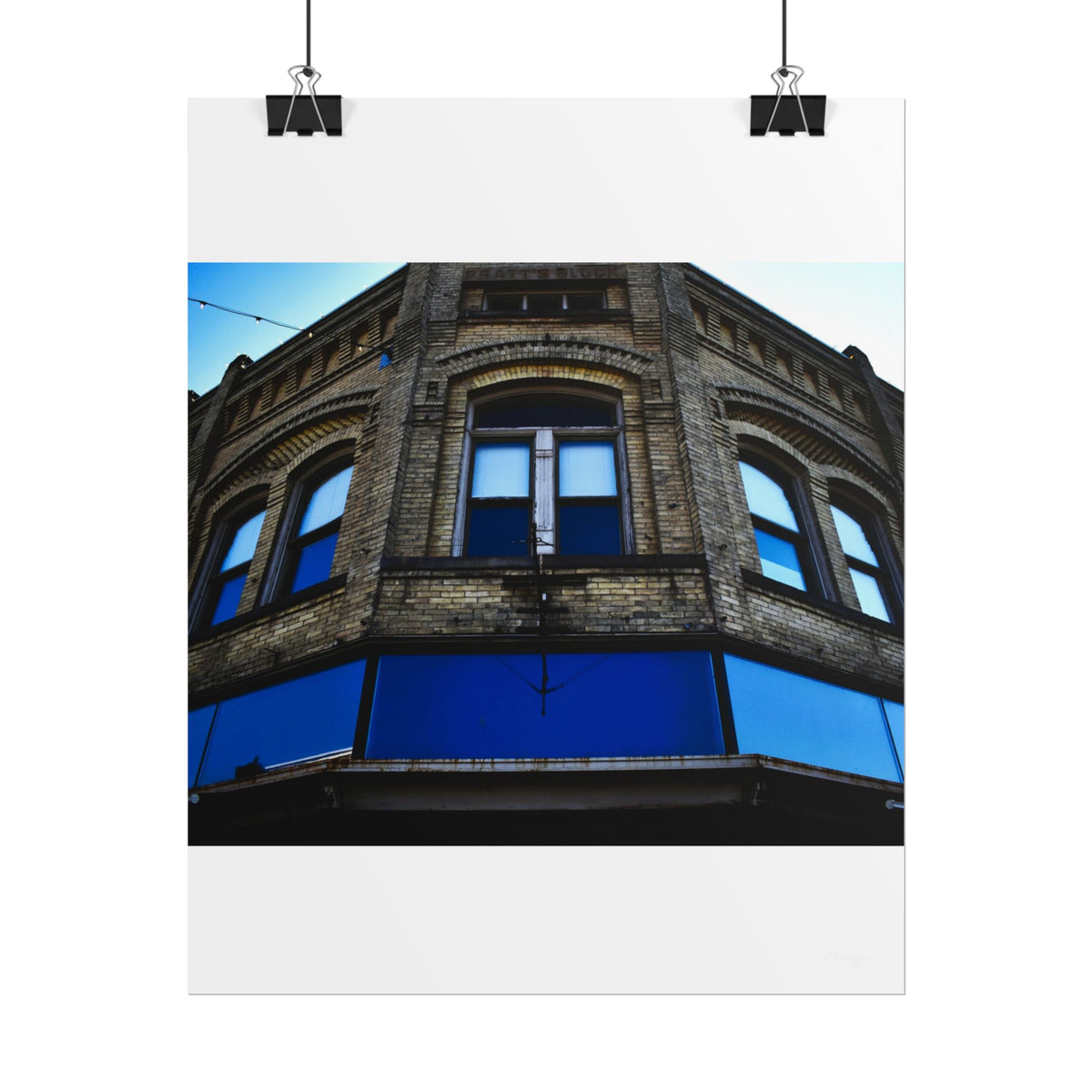 Rolled Poster — Vintage Cornerstone Building Photograph, Architectural Wall Art