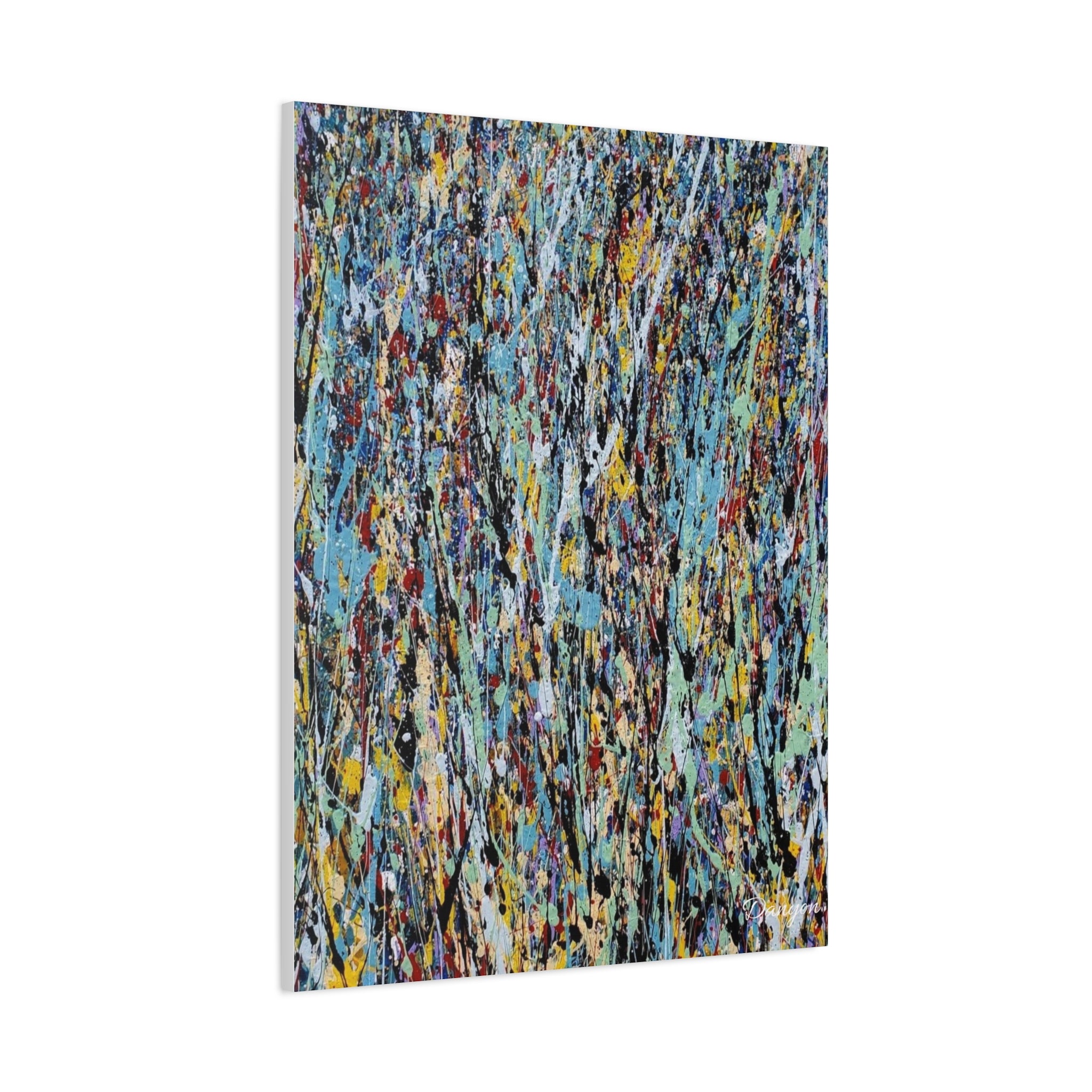 Abstract Drip Painting Canvas Print — Colorful Modern Wall Art, Matte Stretched 1.25"