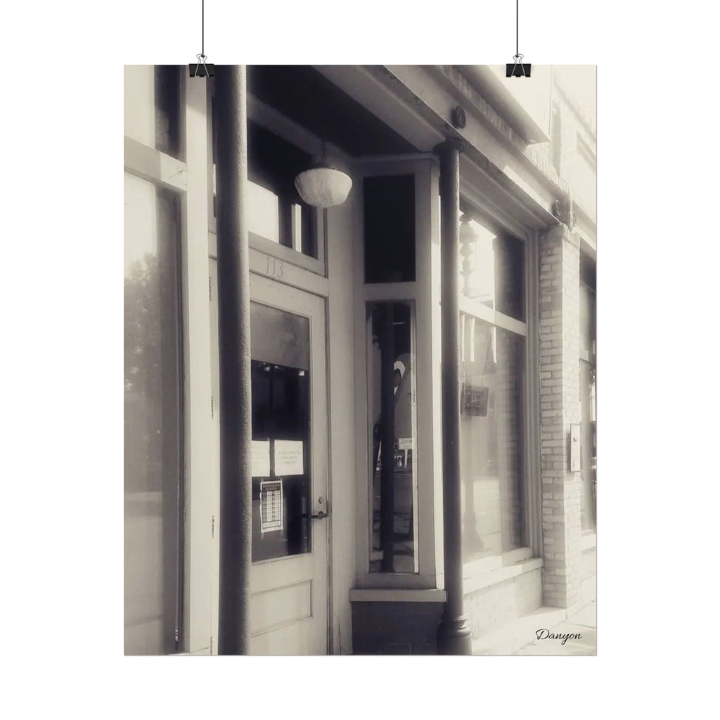 Vintage Shopfront Rolled Poster – Sepia Urban Street Photography