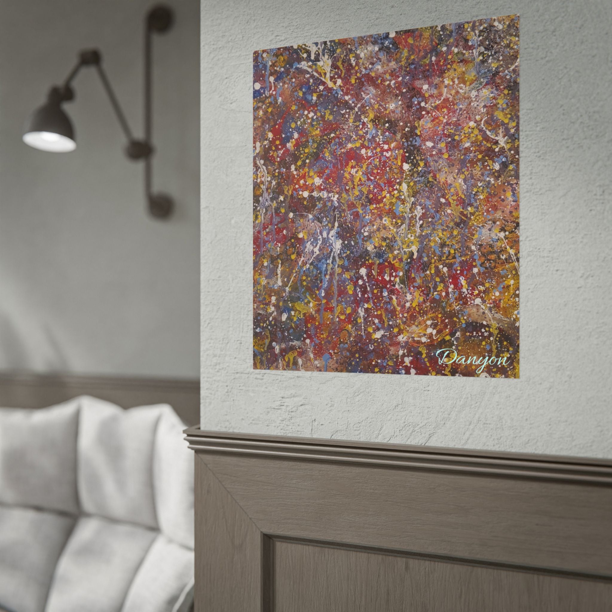 Abstract Splatter Art Poster — Colorful Drip Painting Rolled Poster