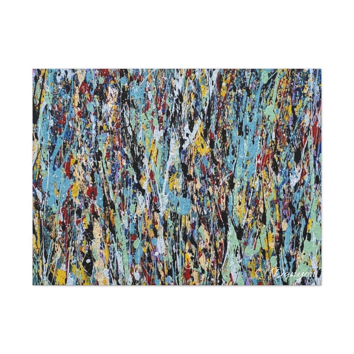 Abstract Drip Painting Canvas Print — Colorful Modern Wall Art, Matte Stretched 1.25"