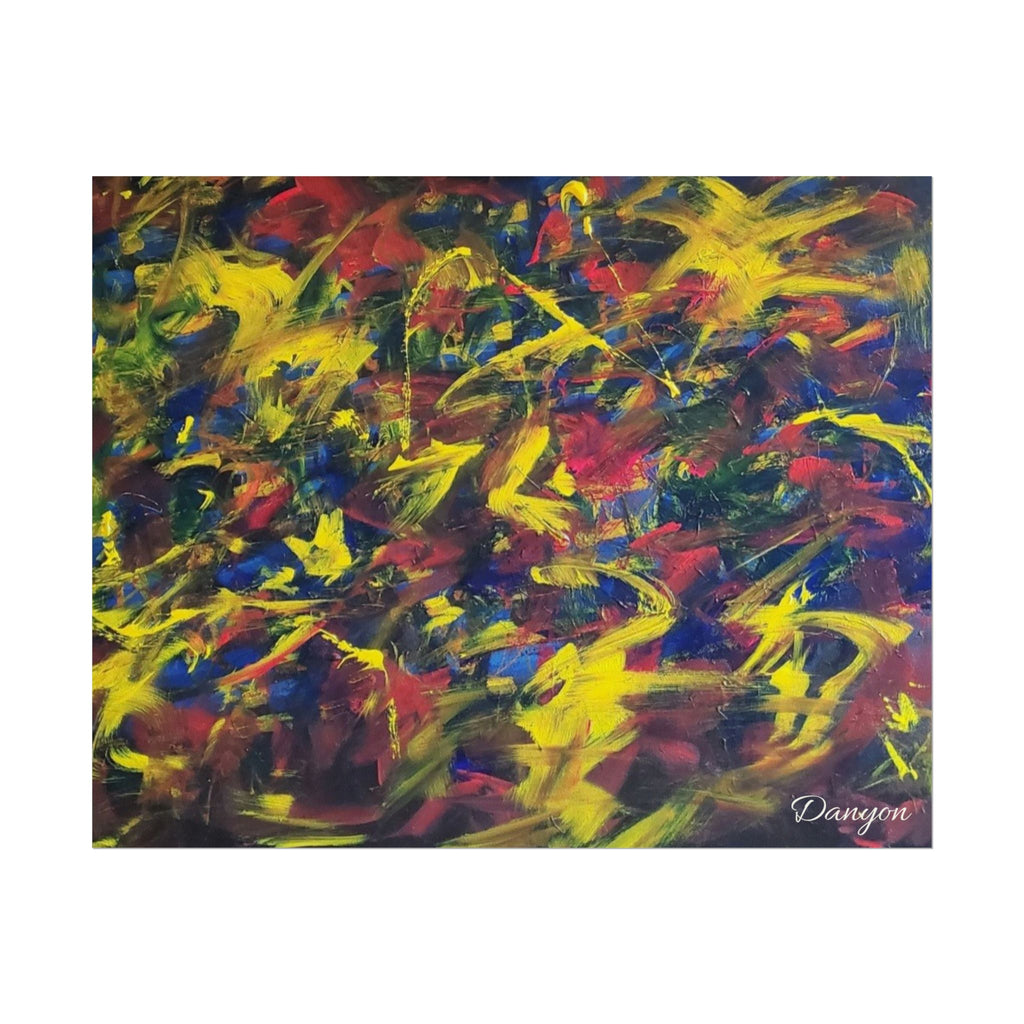 Abstract Expressionist Rolled Poster — Colorful Paint Splash Wall Art