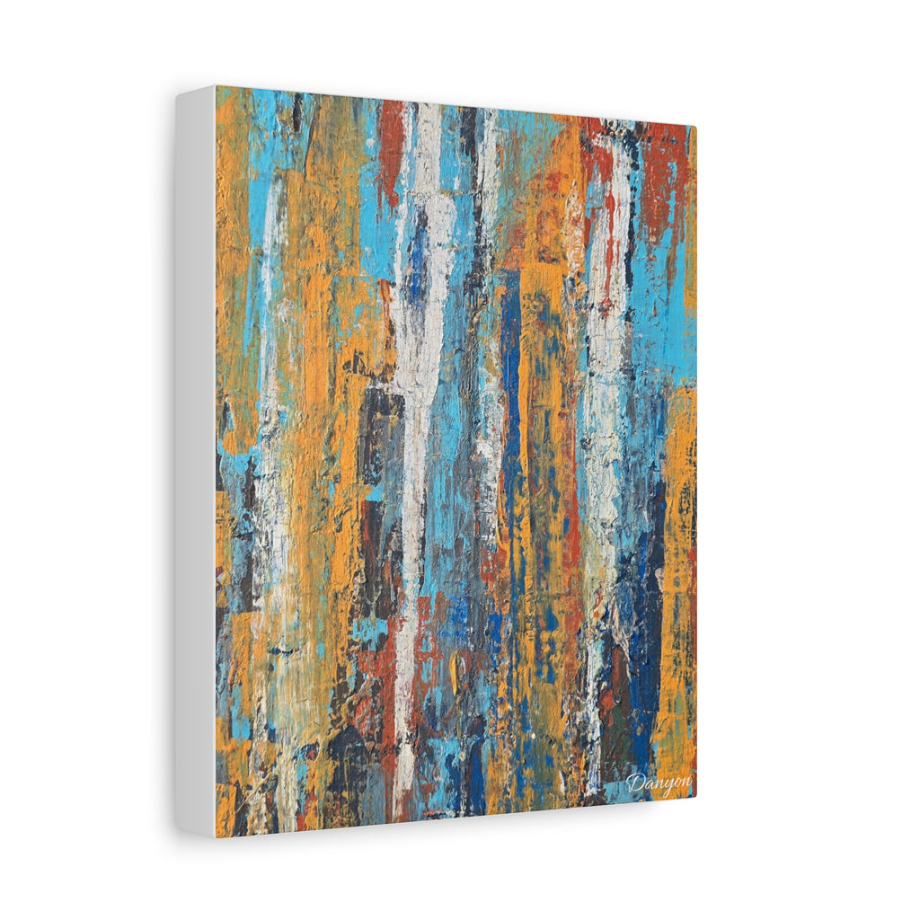Abstract Urban Texture Matte Canvas Print — Colorful Vertical Brushstroke Wall Art