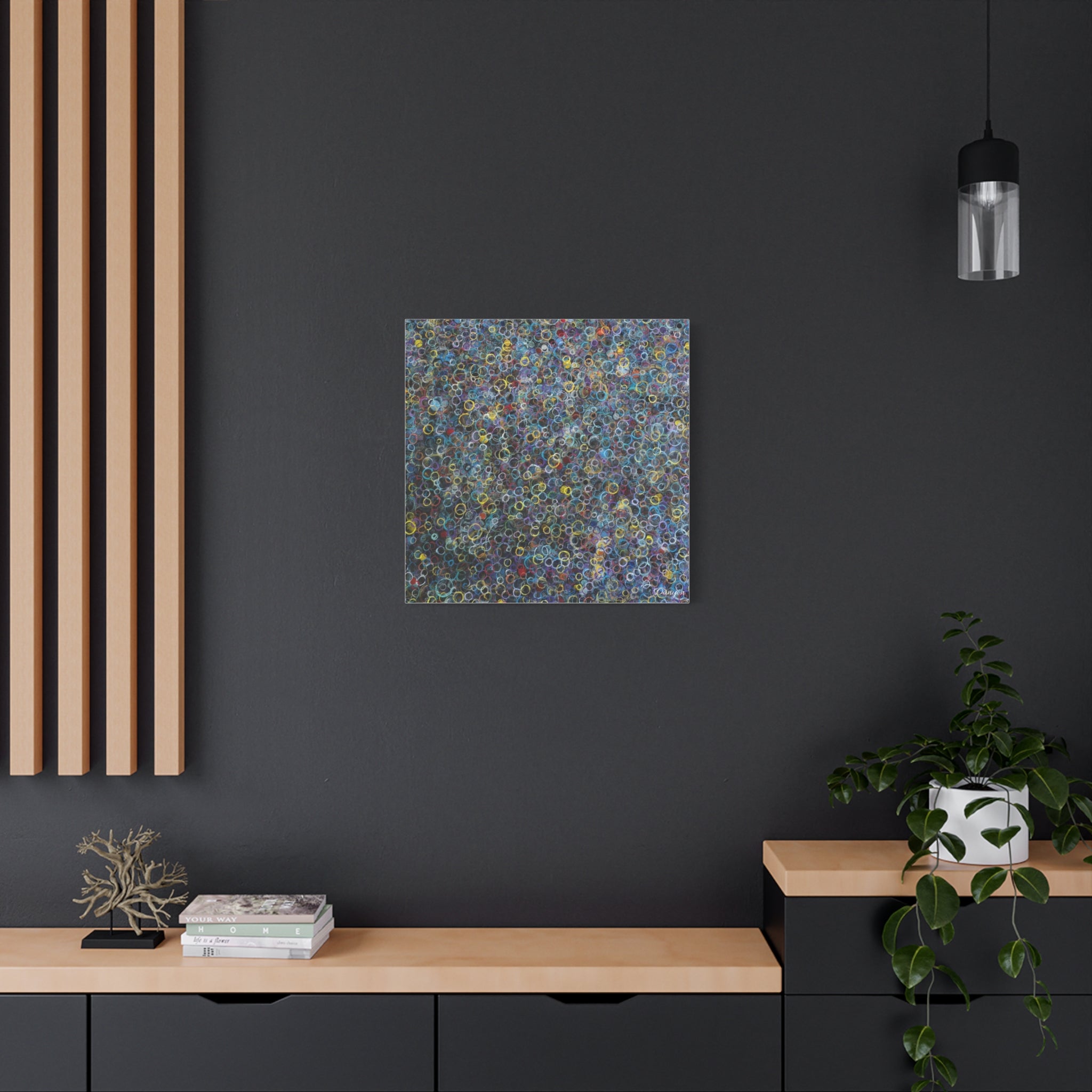 Abstract Bubble Pattern Matte Canvas Print — Colorful Ringed Texture Wall Art