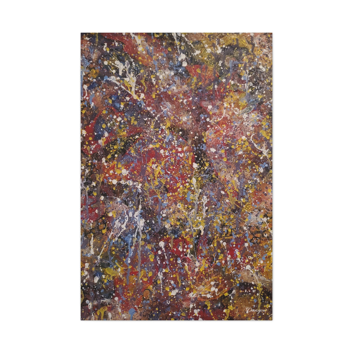 Abstract Splatter Art Canvas — Colorful Drip Painting on Stretched Matte Canvas