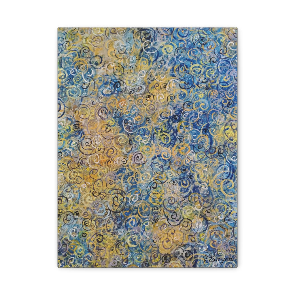 Abstract Blue & Gold Swirl Canvas Print — Stretched Matte Wall Art