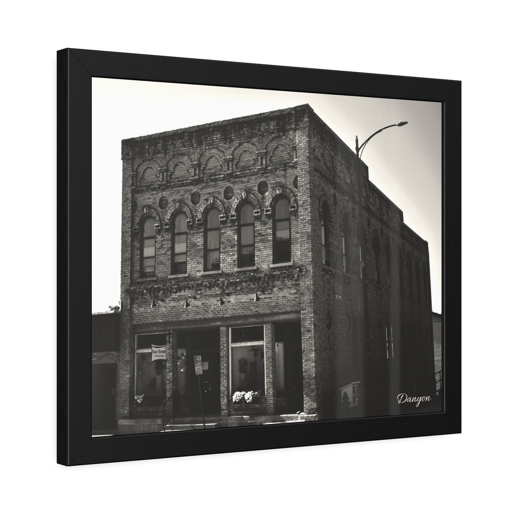 Framed Poster — Vintage Brick Facade Photography