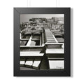 Framed Vertical Poster — Vintage Architectural Black & White Building Photography
