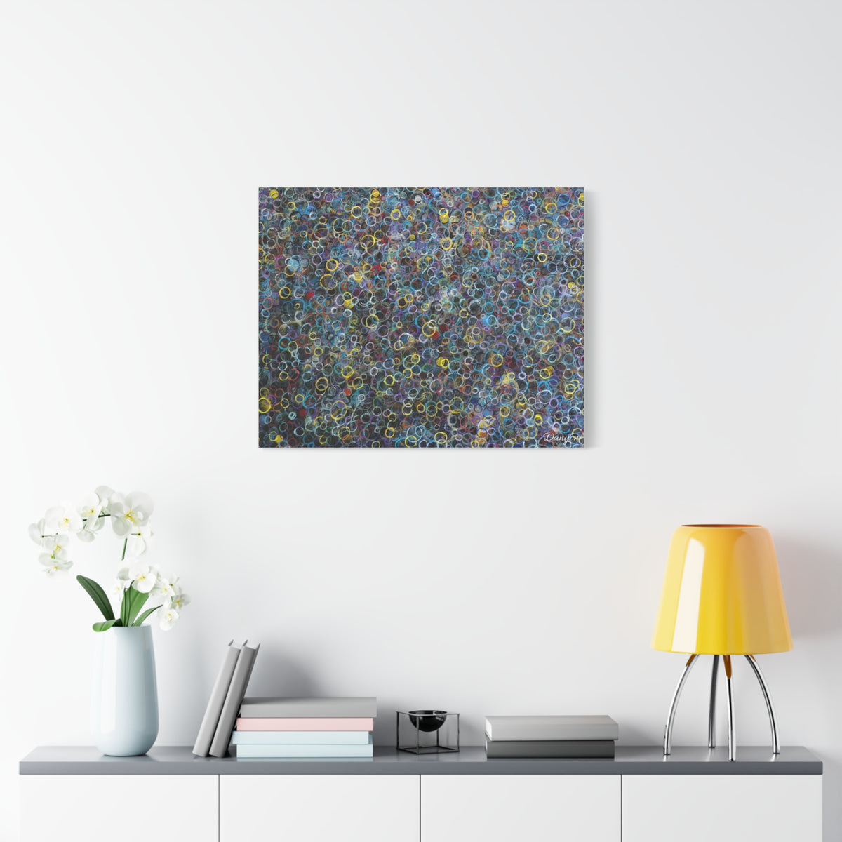 Abstract Bubble Pattern Matte Canvas Print — Colorful Ringed Texture Wall Art