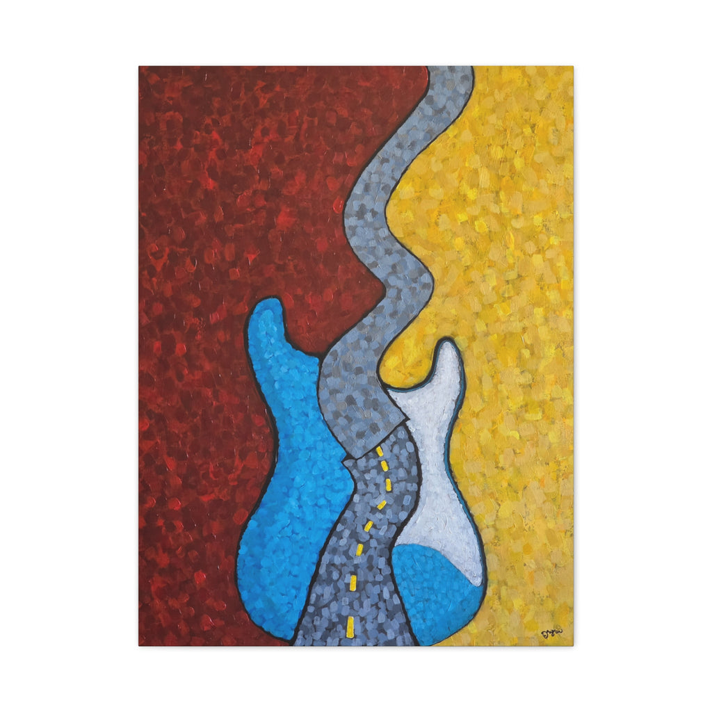 Abstract Road Trip Canvas Art — Colorful Modern Stretch Wall Decor