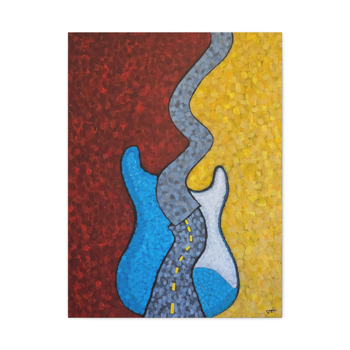 Abstract Road Trip Canvas Art — Colorful Modern Stretch Wall Decor