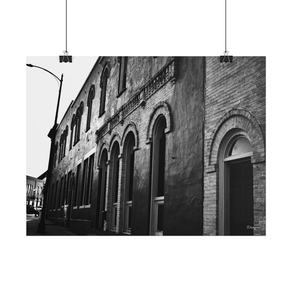 Vintage Brick Row Black & White Rolled Poster