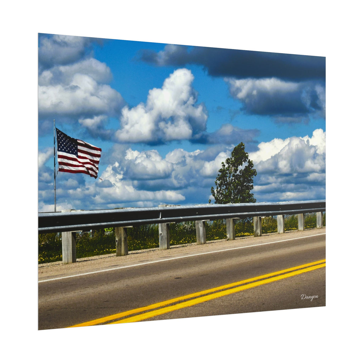 American Roadside Flag Poster — Rolled Wall Art Print