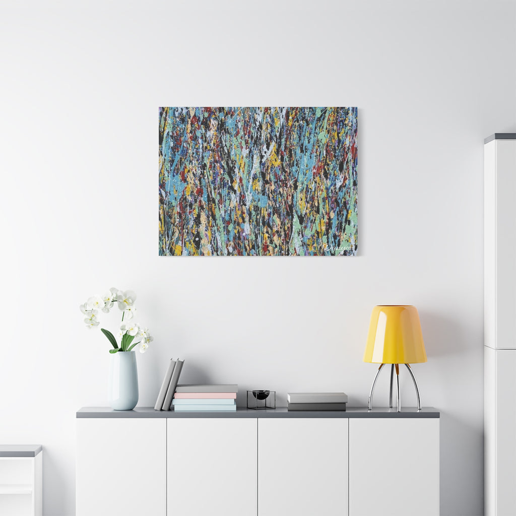 Abstract Drip Painting Canvas Print — Colorful Modern Wall Art, Matte Stretched 1.25"