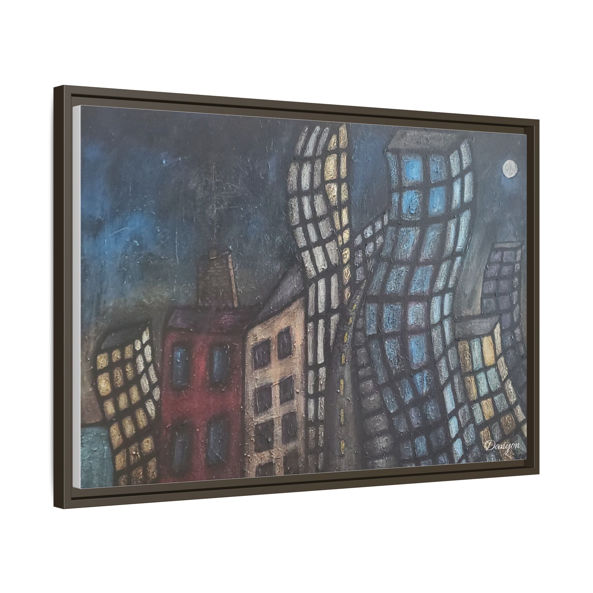 Abstract Cityscape Matte Canvas Framed Wall Art