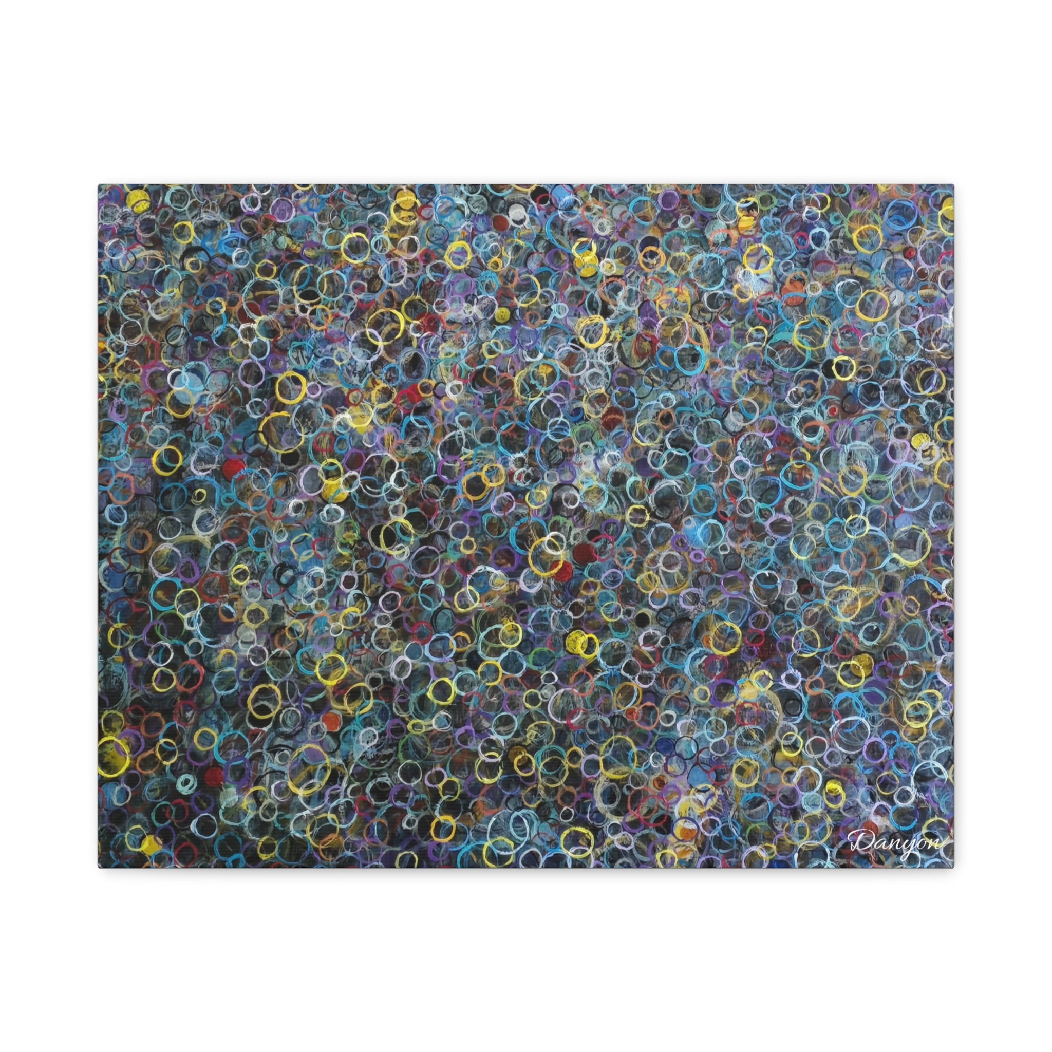 Abstract Bubble Pattern Matte Canvas Print — Colorful Ringed Texture Wall Art
