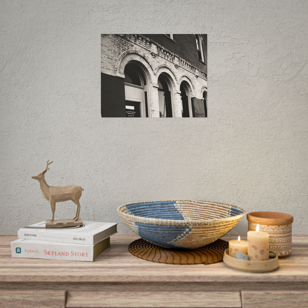 Rolled Poster — Vintage Black & White Arched Brick Architecture Print
