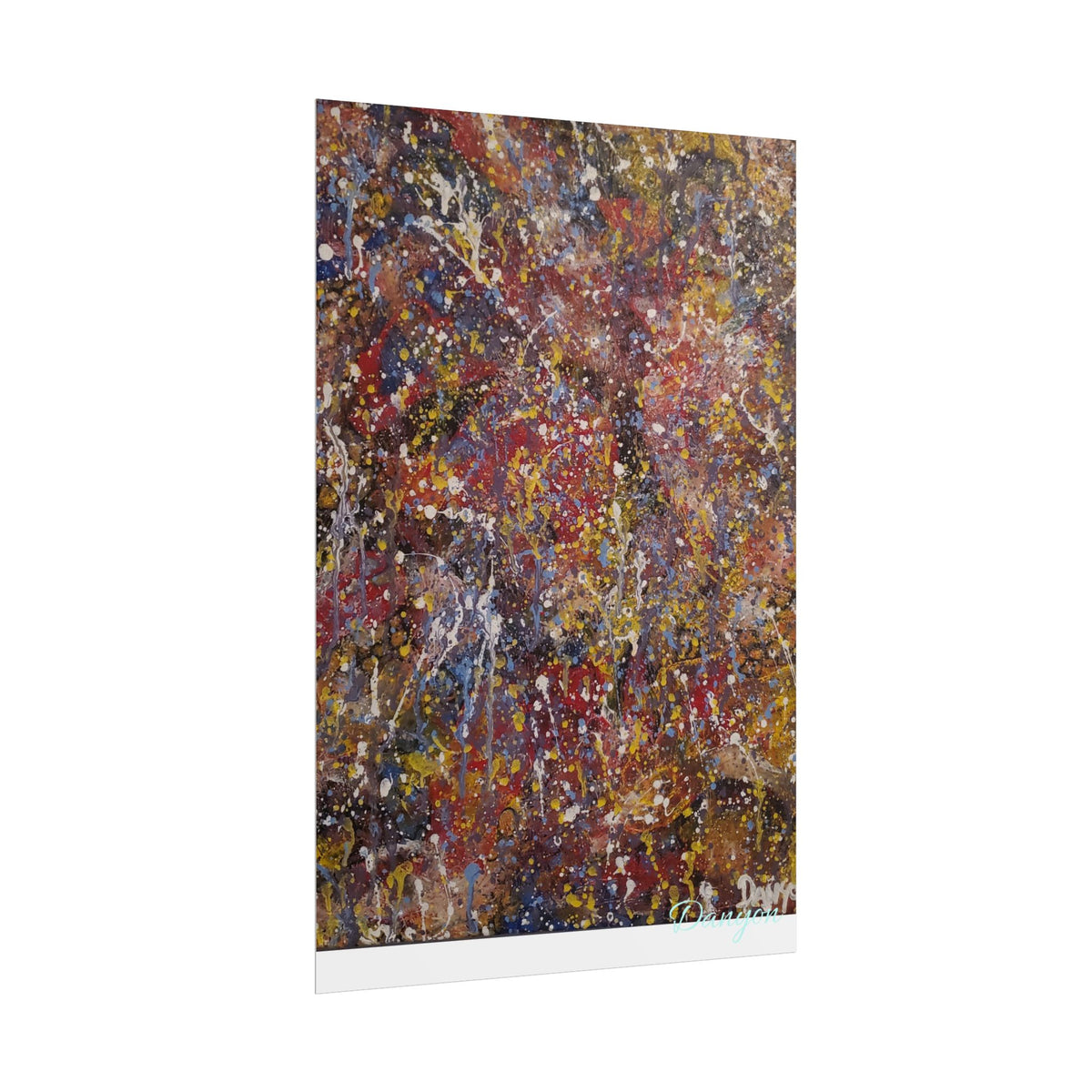 Abstract Splatter Art Poster — Colorful Drip Painting Rolled Poster