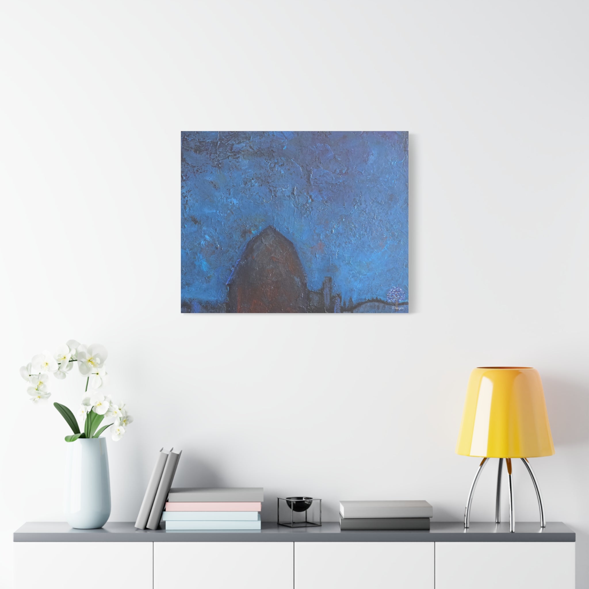 Blue Night Abstract Matte Canvas Wall Art — Stretched 1.25"