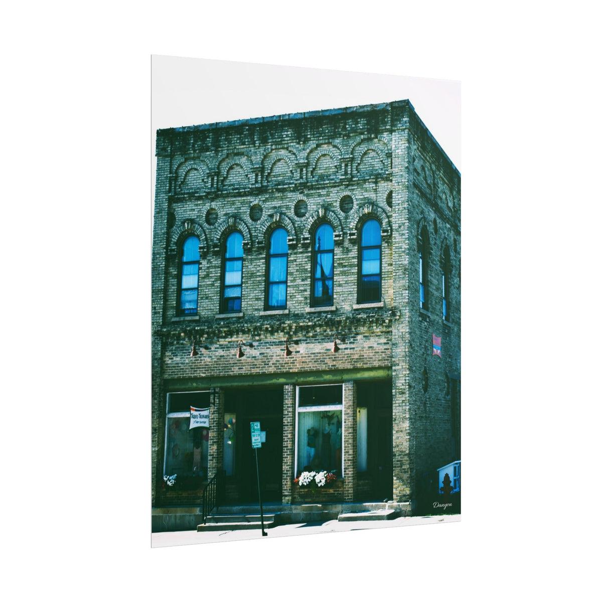 Vintage Brick Building Photo Poster — Architectural Wall Art