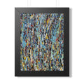 Abstract Expressionist Framed Poster — Colorful Drip Paint Vertical Print