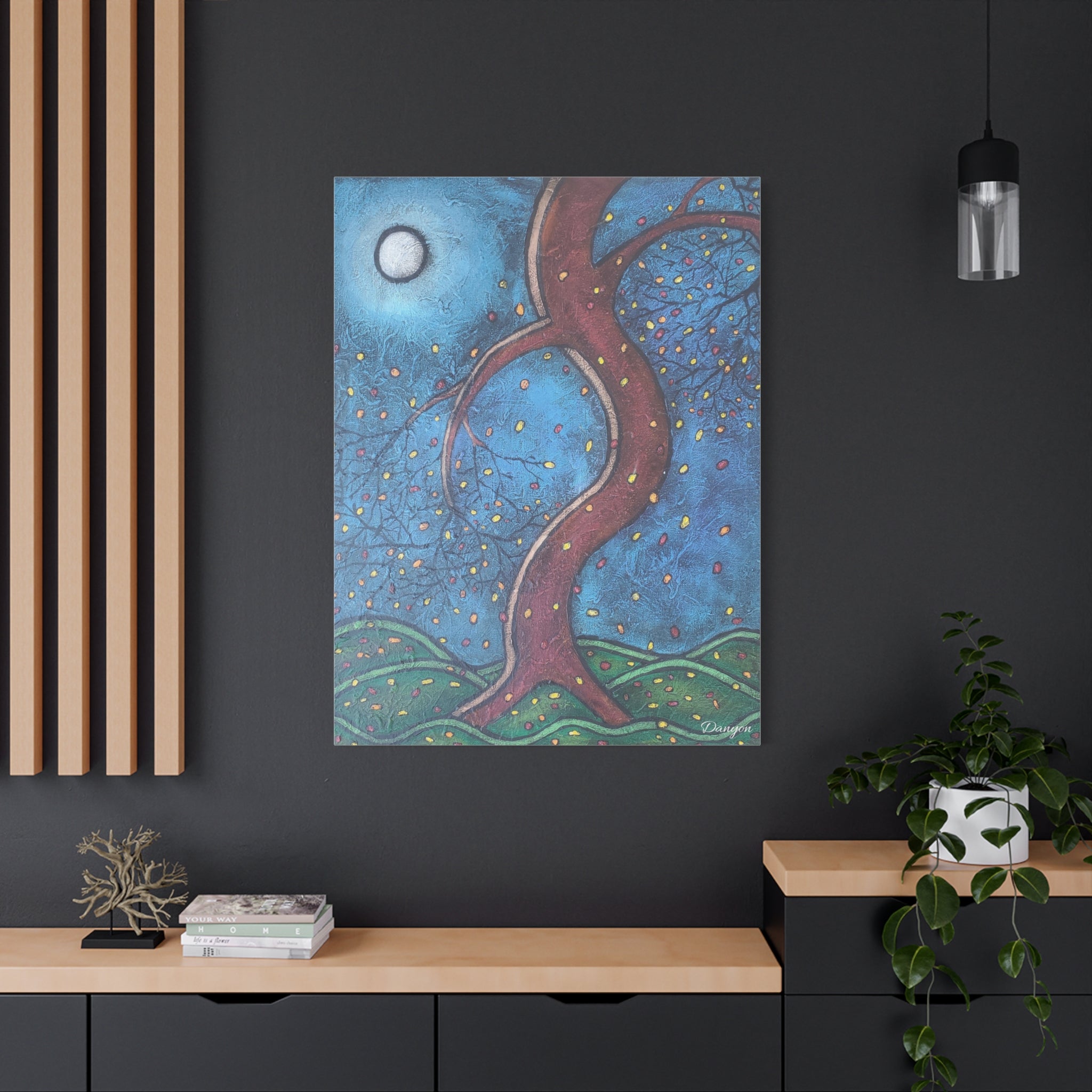 Abstract Tree Night Sky Matte Canvas Print — Stretched 1.25"