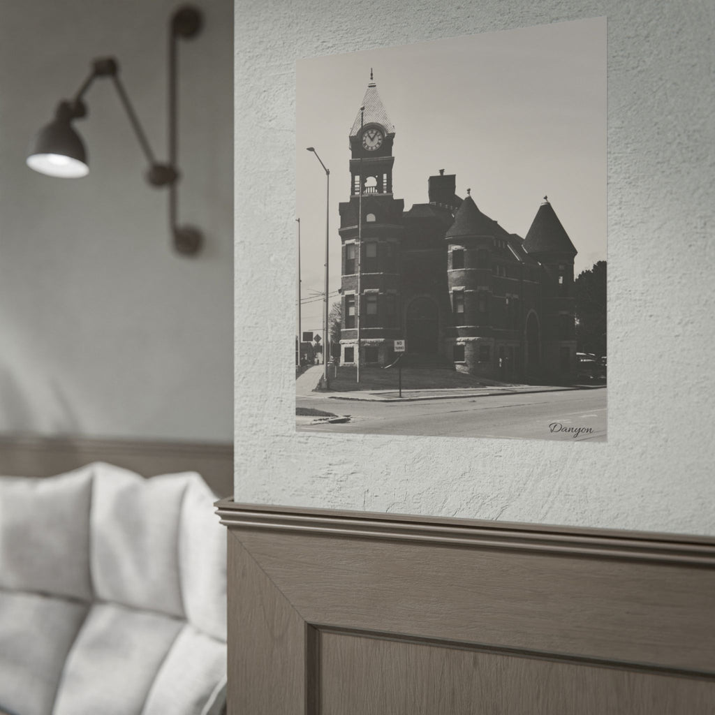 Historic Clocktower Poster — Vintage Street Architecture Rolled Art Print