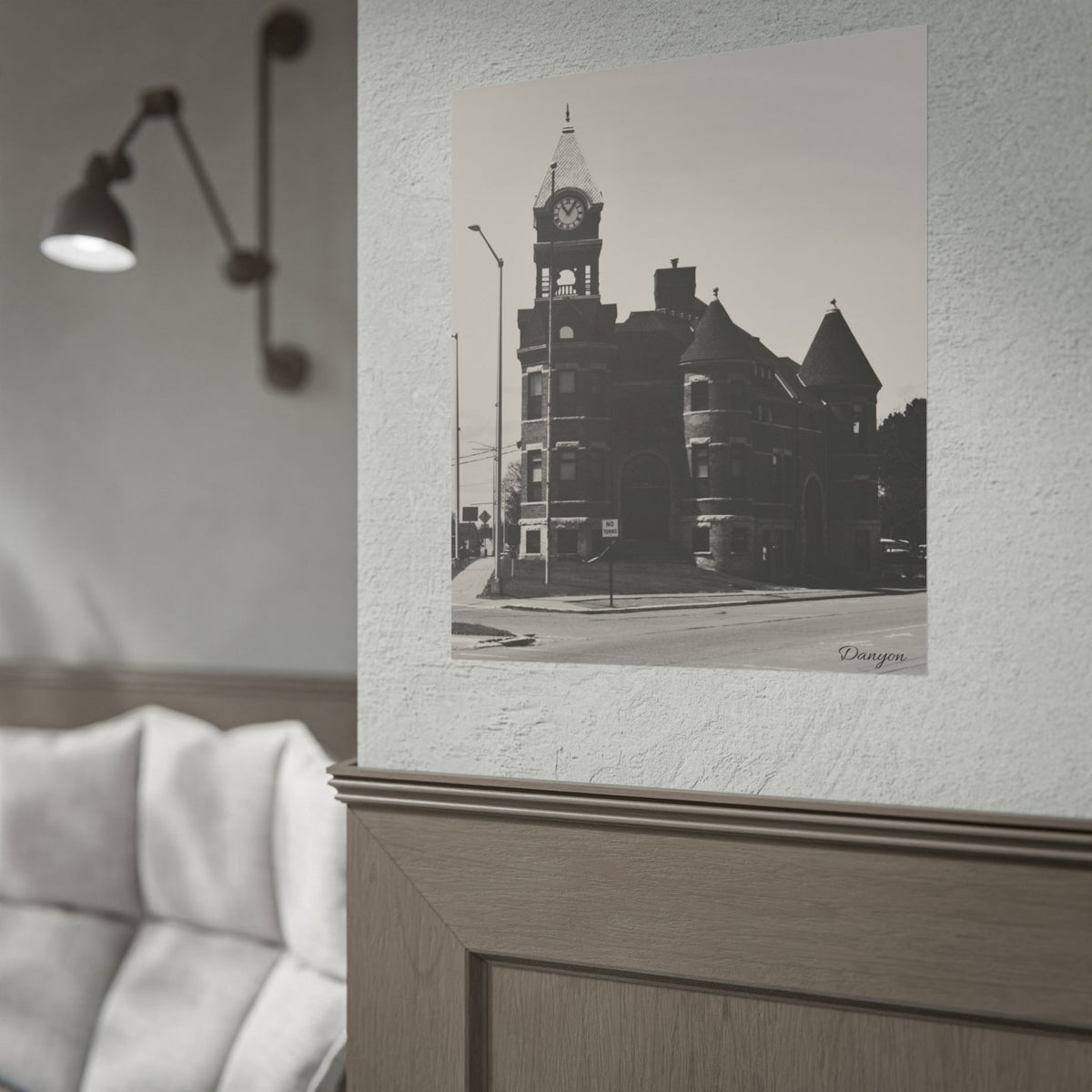 Historic Clocktower Poster — Vintage Street Architecture Rolled Art Print