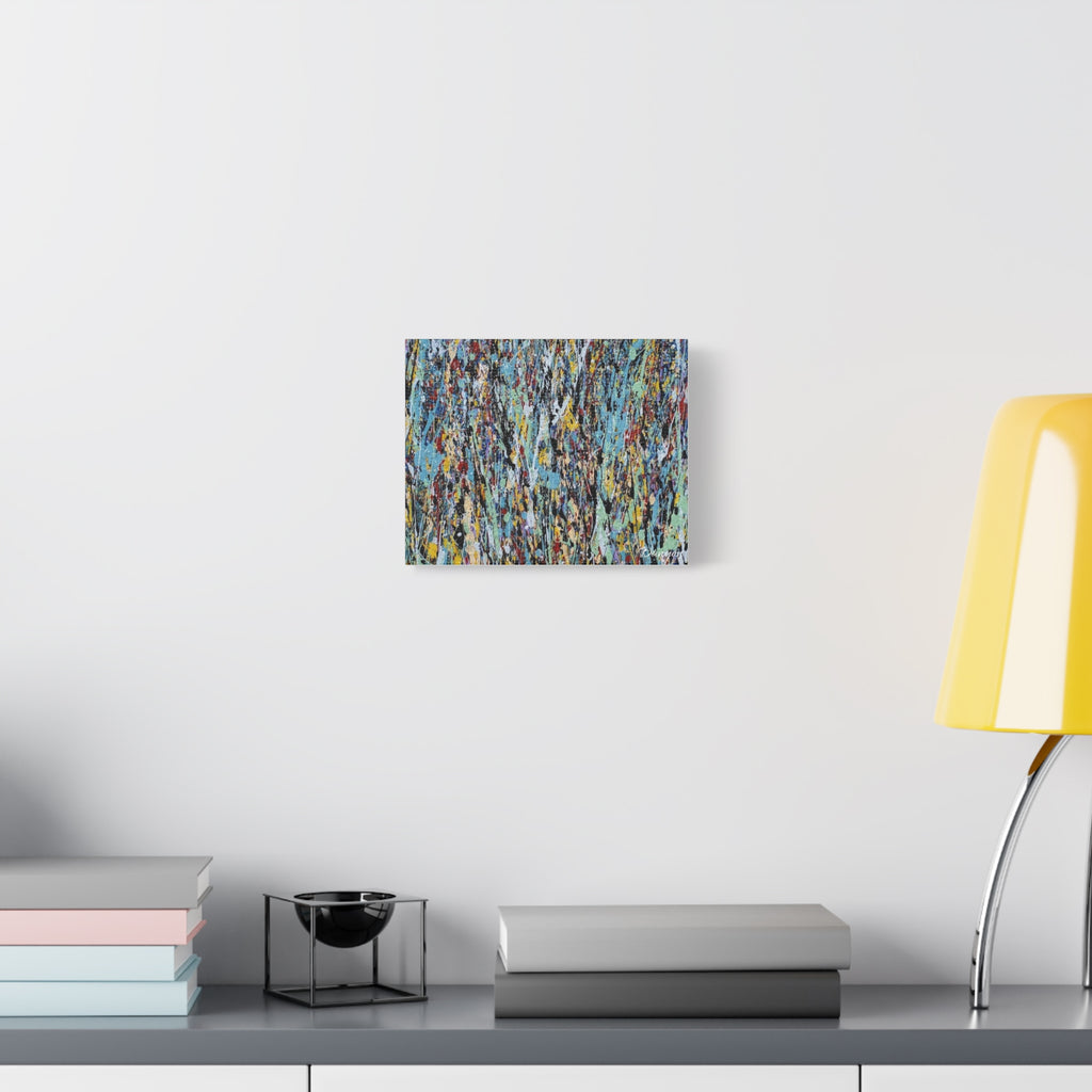 Abstract Drip Painting Canvas Print — Colorful Modern Wall Art, Matte Stretched 1.25"