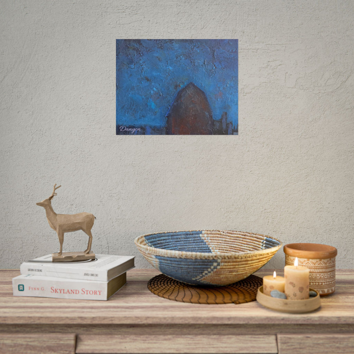 Abstract Blue Night Poster — Textured Skyline Wall Art (Rolled Poster)