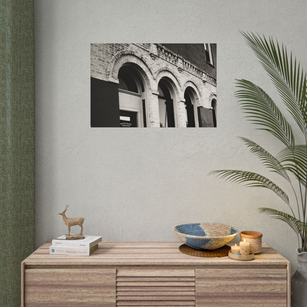 Rolled Poster — Vintage Black & White Arched Brick Architecture Print