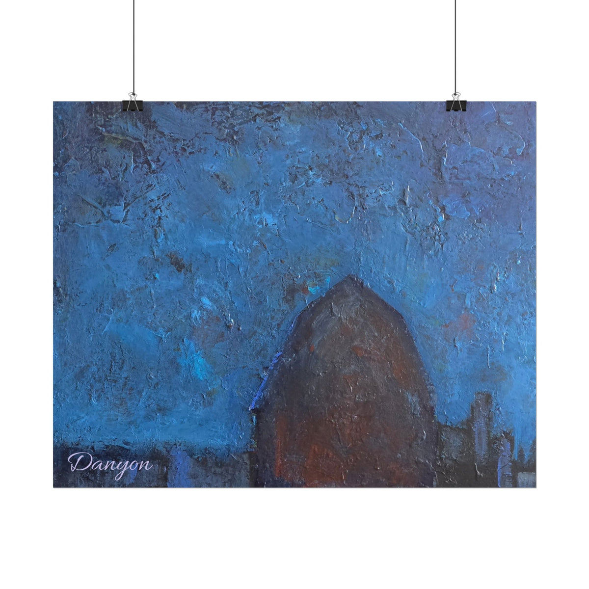 Abstract Blue Night Poster — Textured Skyline Wall Art (Rolled Poster)