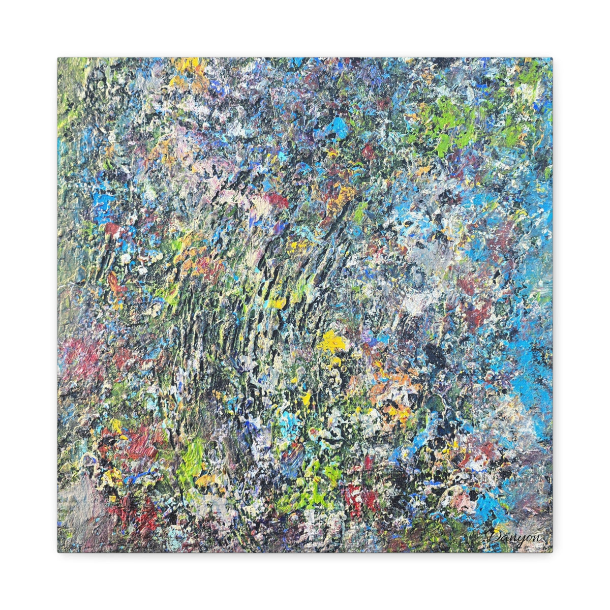Abstract Textured Canvas Art – Colorful Impasto Square Wall Decor