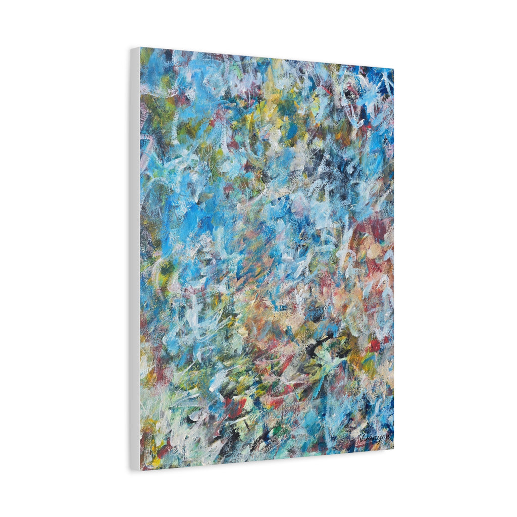 Abstract Blue Chaos Matte Stretched Canvas (1.25")