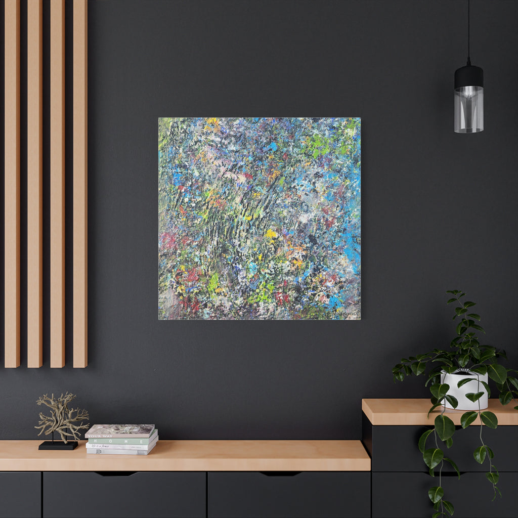 Abstract Textured Canvas Art – Colorful Impasto Square Wall Decor