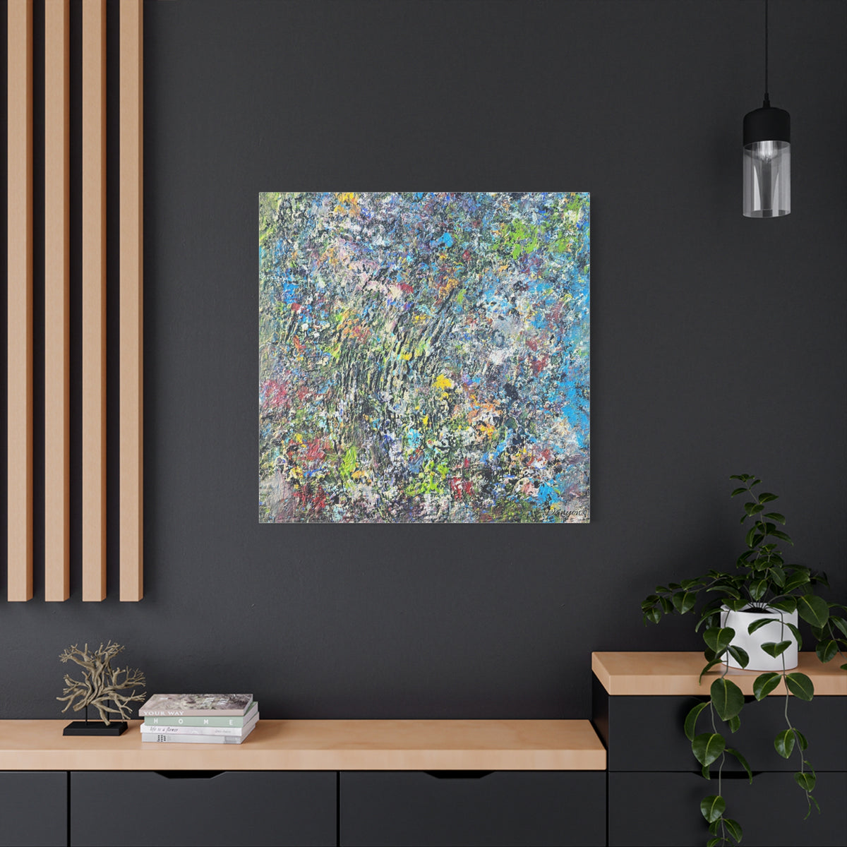 Abstract Textured Canvas Art – Colorful Impasto Square Wall Decor