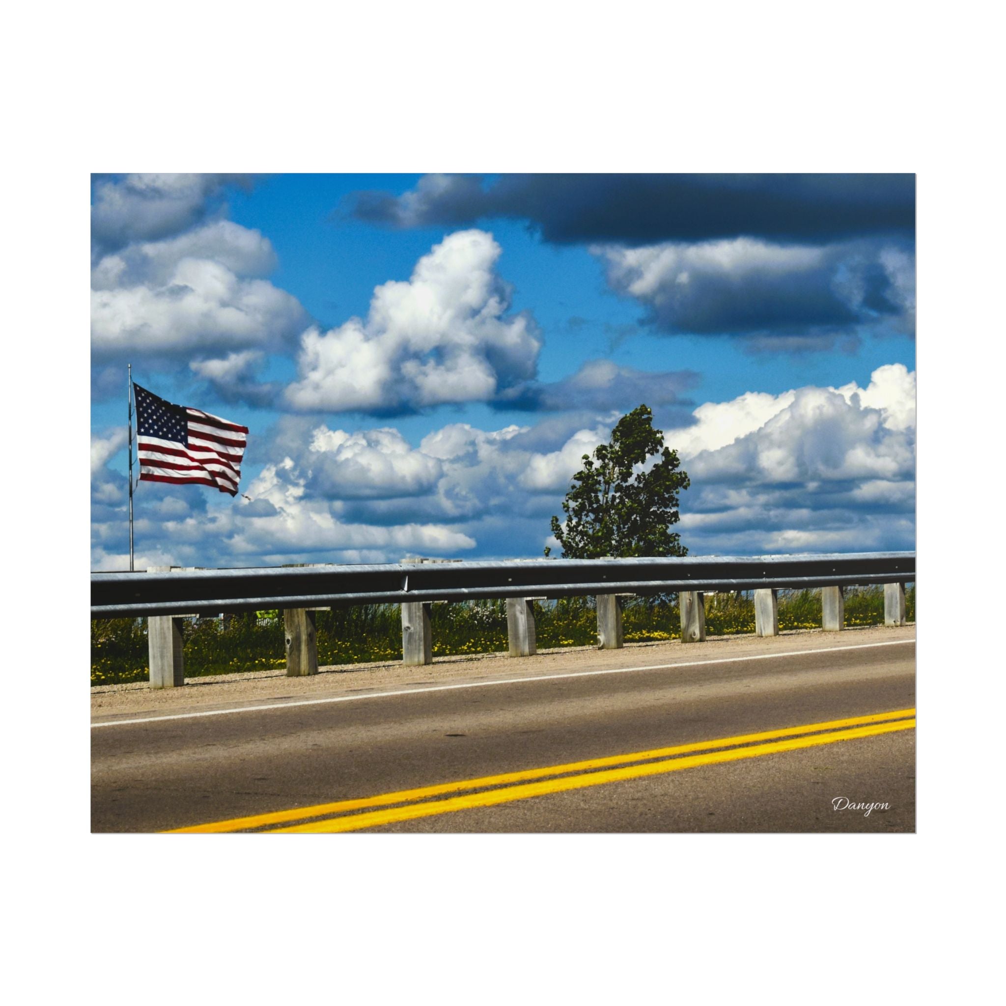American Roadside Flag Poster — Rolled Wall Art Print