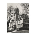 Vintage Clocktower Matte Canvas Print — Sepia Historic Building Wall Art