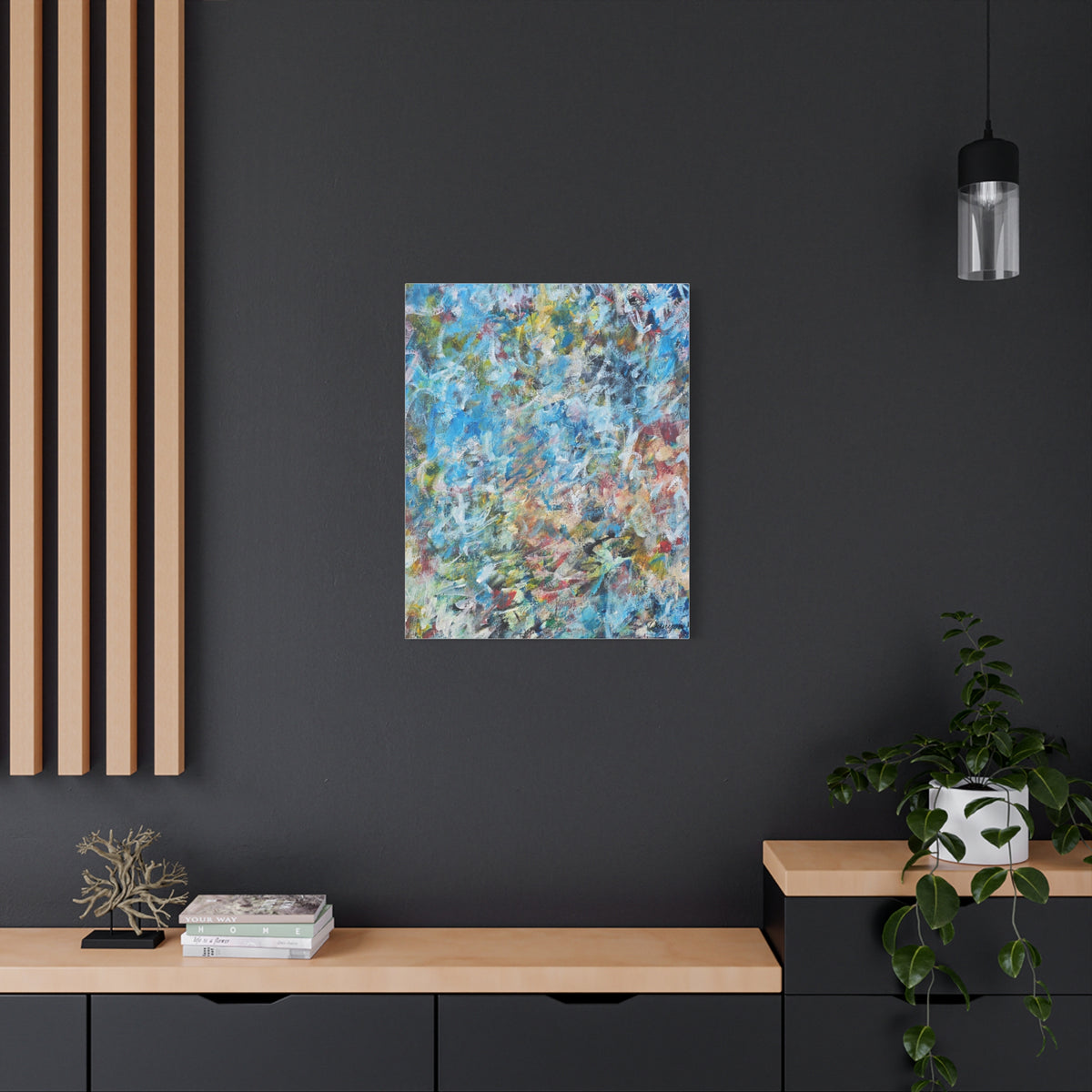 Abstract Blue Chaos Matte Stretched Canvas (1.25")