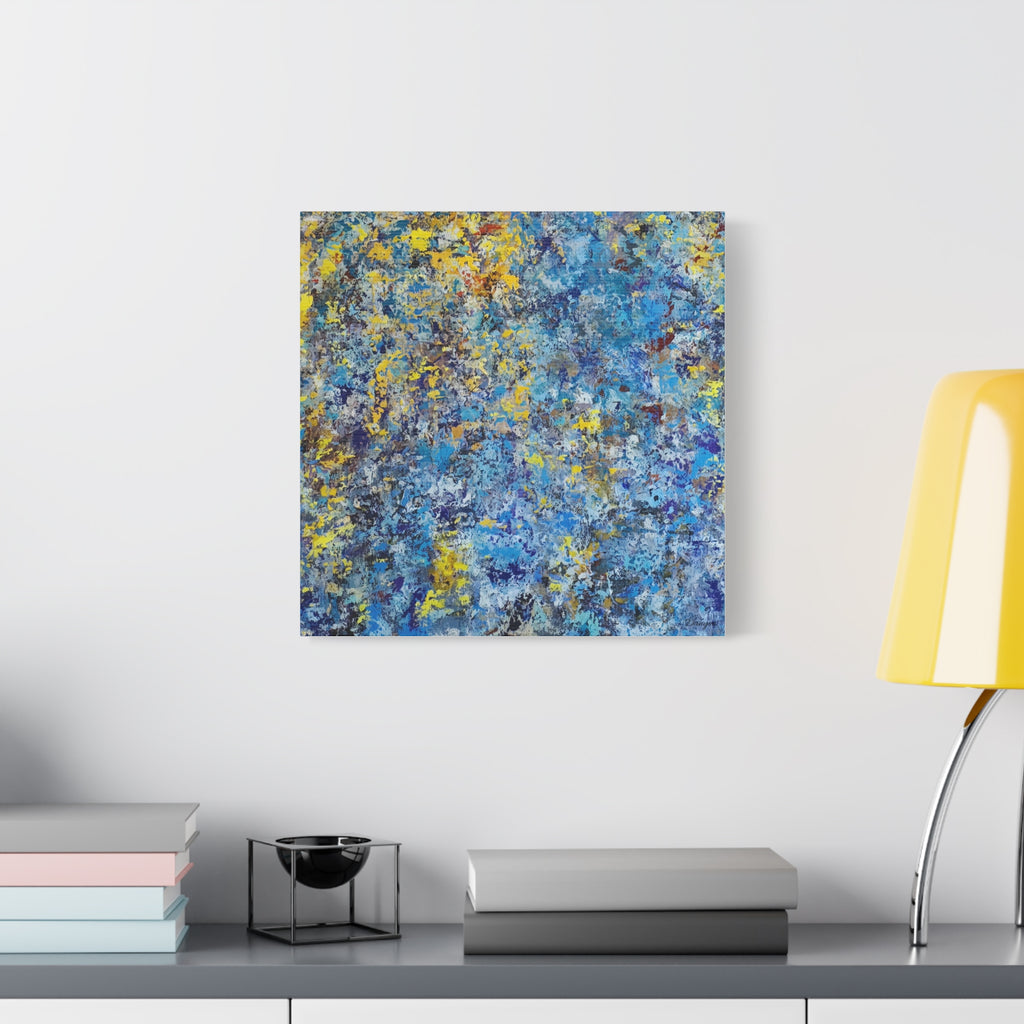 Abstract Blue & Yellow Matte Canvas Art - Stretched 1.25"
