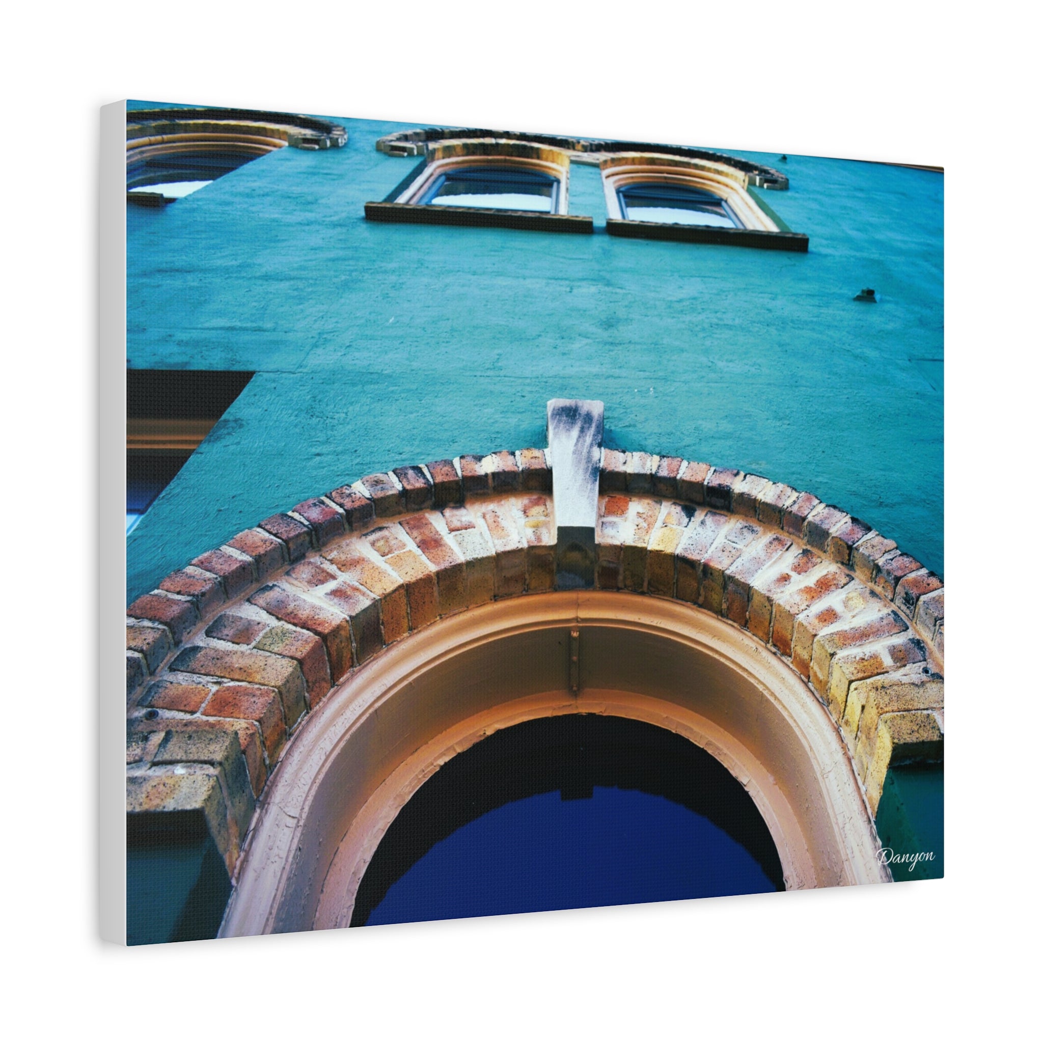 Teal Facade Arch Matte Canvas Print