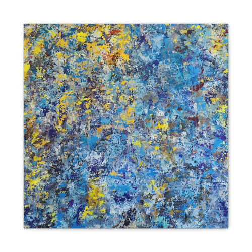 Abstract Blue & Yellow Matte Canvas Art - Stretched 1.25"