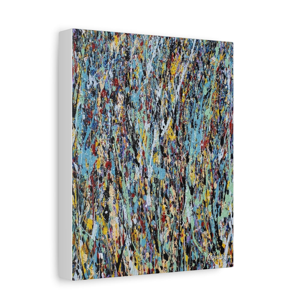Abstract Drip Painting Canvas Print — Colorful Modern Wall Art, Matte Stretched 1.25"