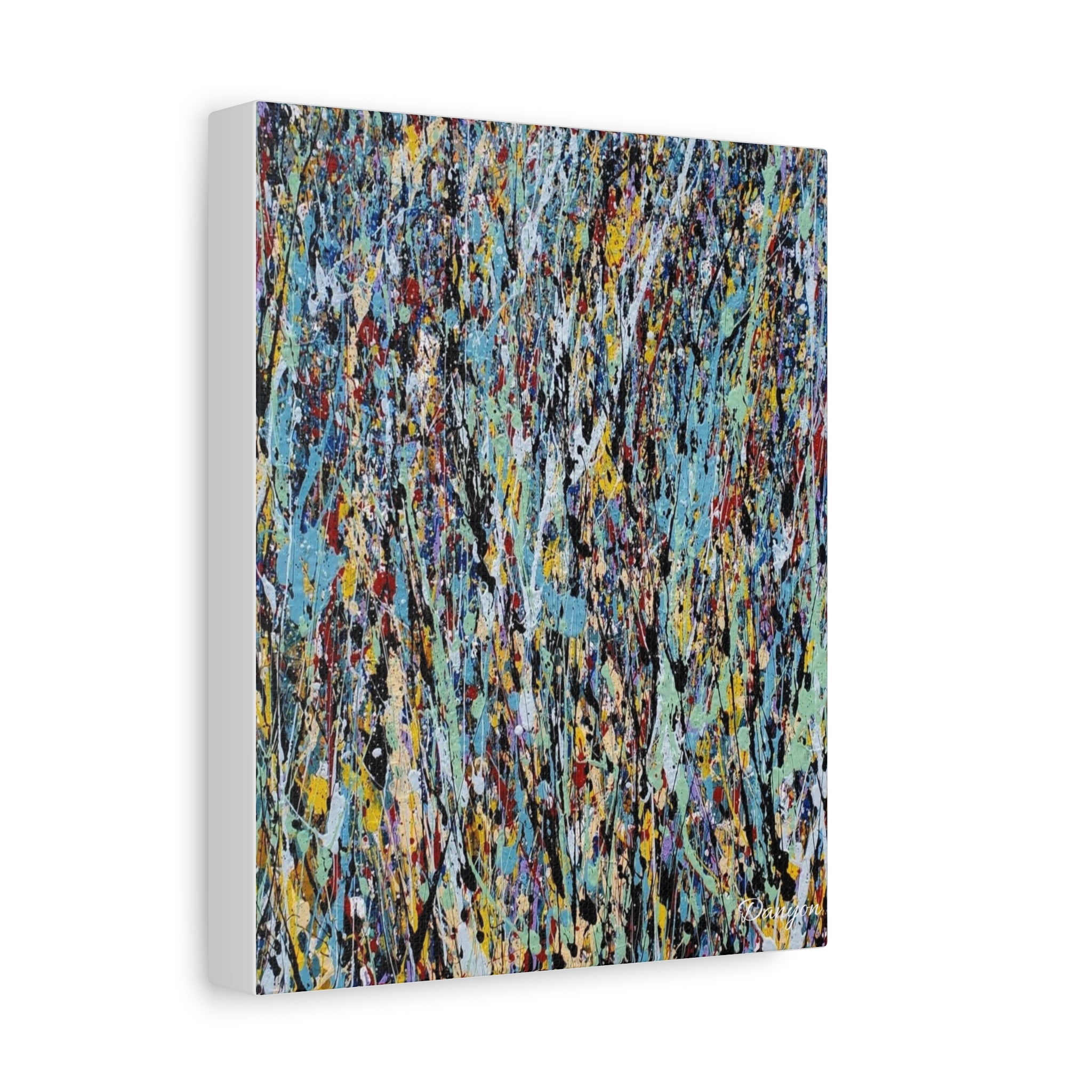 Abstract Drip Painting Canvas Print — Colorful Modern Wall Art, Matte Stretched 1.25"