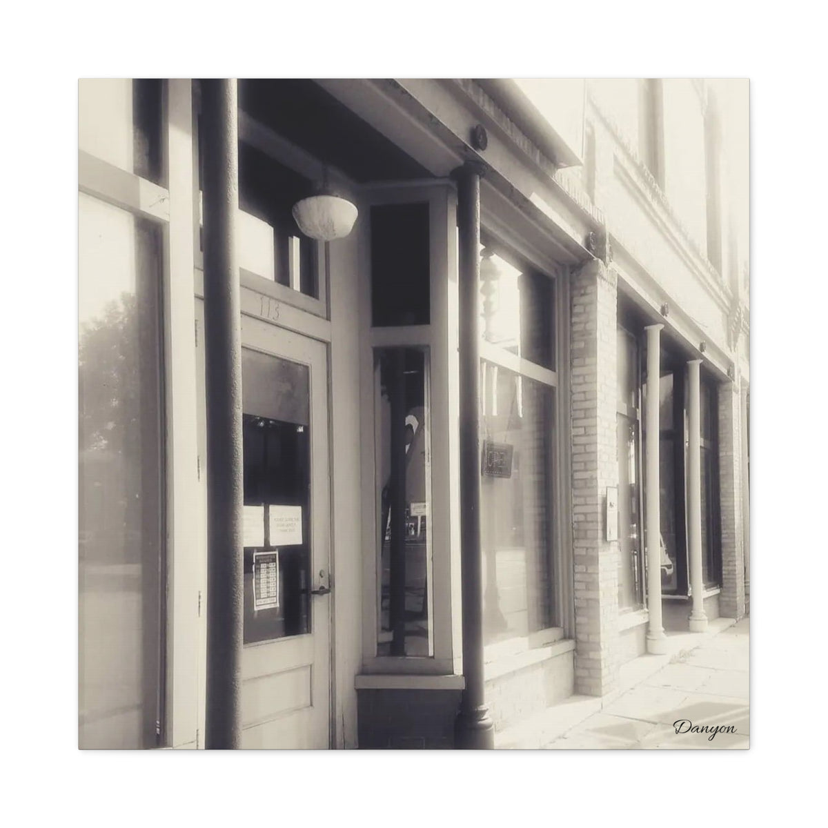 Vintage Main Street Canvas Print — Sepia Streetfront Wall Art, Matte Stretched