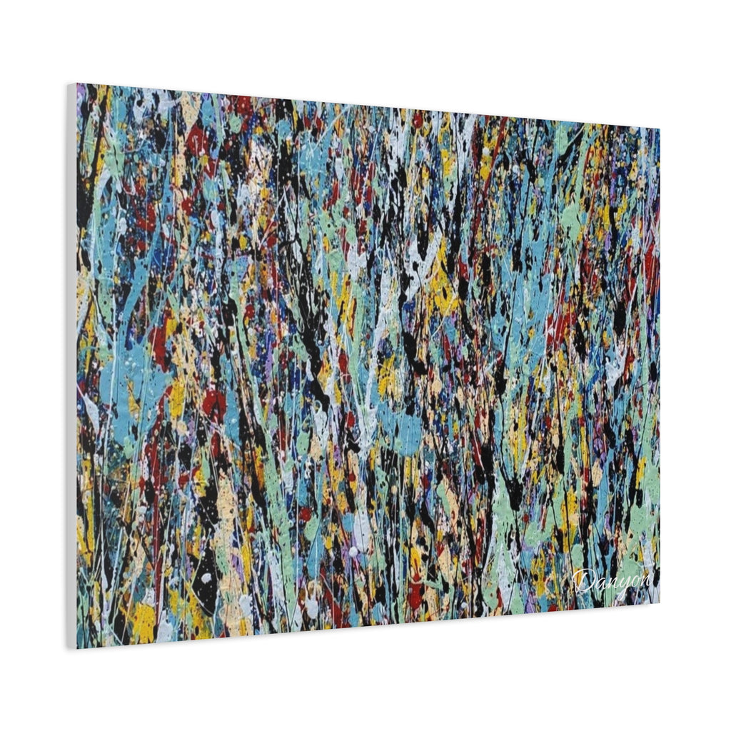 Abstract Drip Painting Canvas Print — Colorful Modern Wall Art, Matte Stretched 1.25"