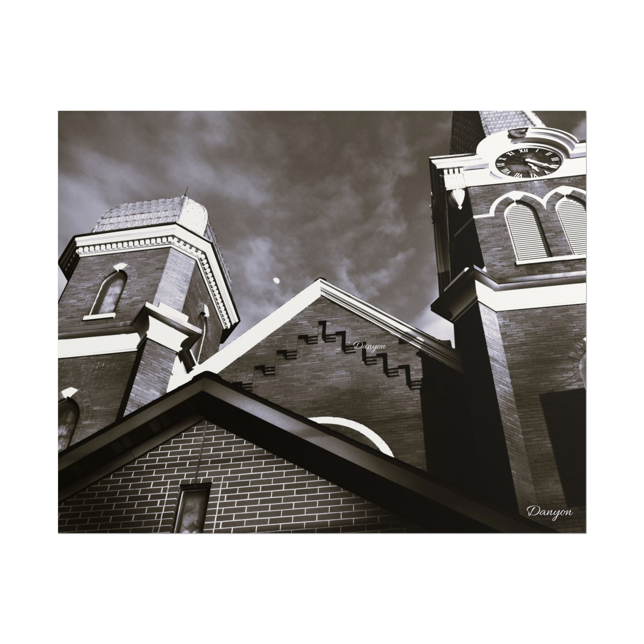 Rolled Poster — Vintage Church Architecture Black & White Print