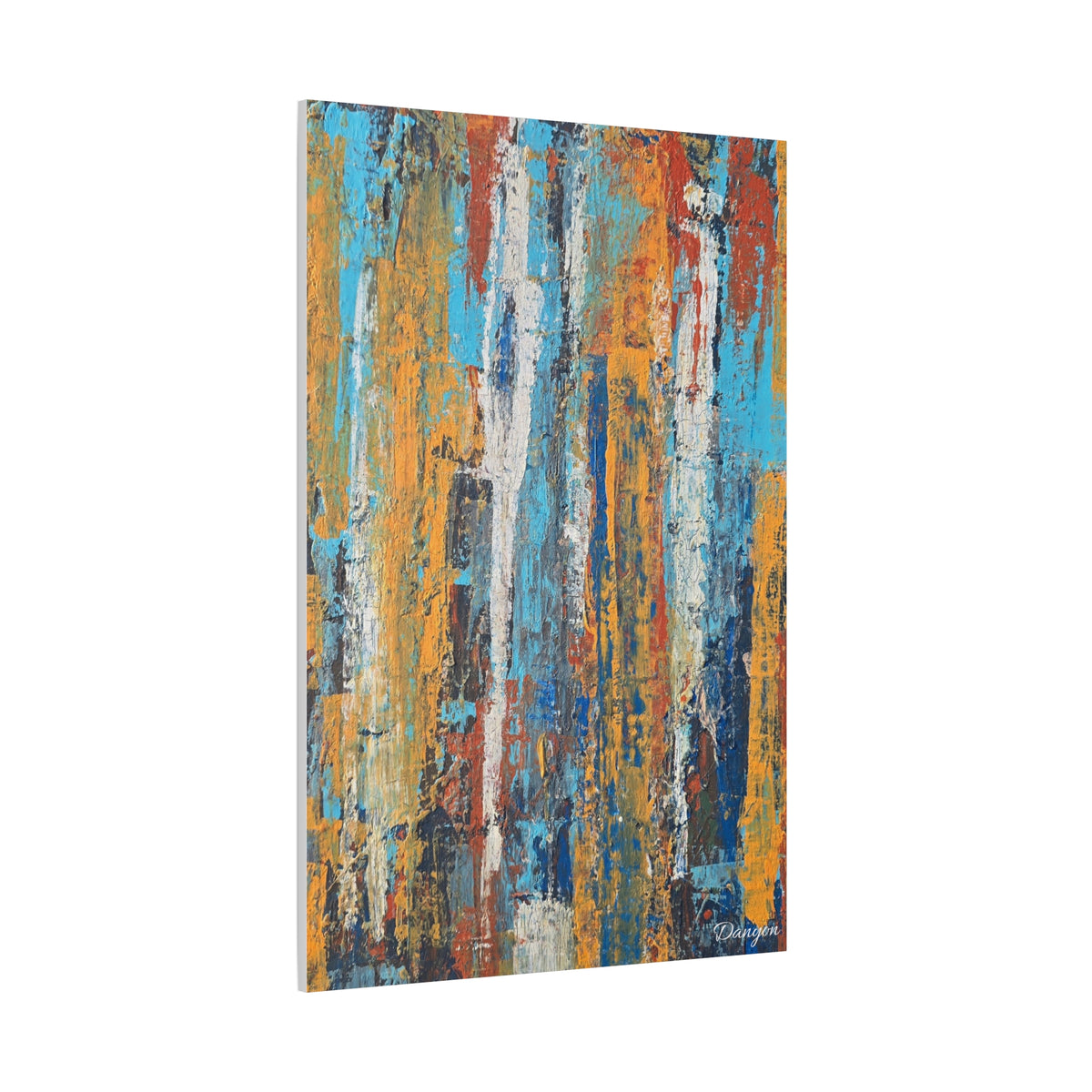 Abstract Urban Texture Matte Canvas Print — Colorful Vertical Brushstroke Wall Art
