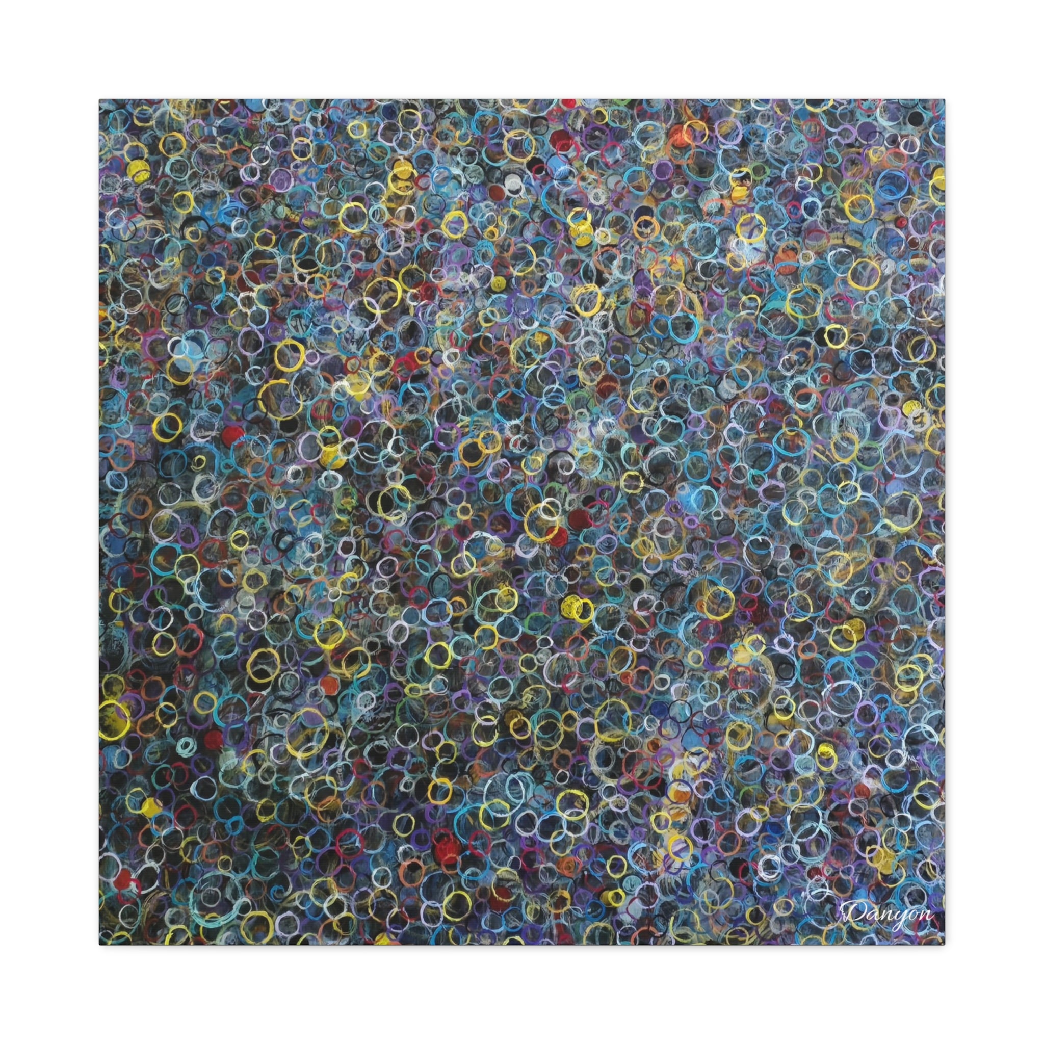 Abstract Bubble Pattern Matte Canvas Print — Colorful Ringed Texture Wall Art