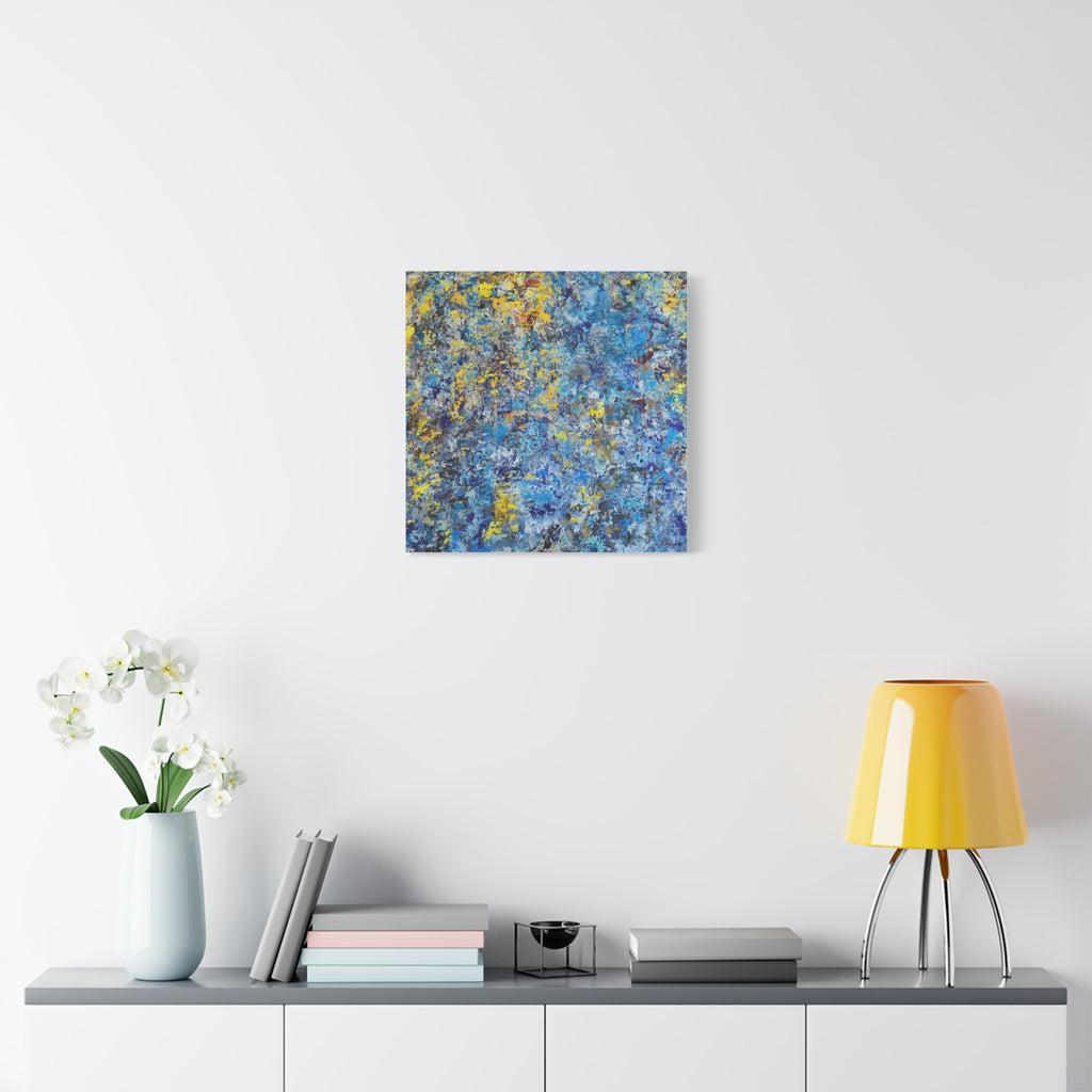 Abstract Blue & Yellow Matte Canvas Art - Stretched 1.25"